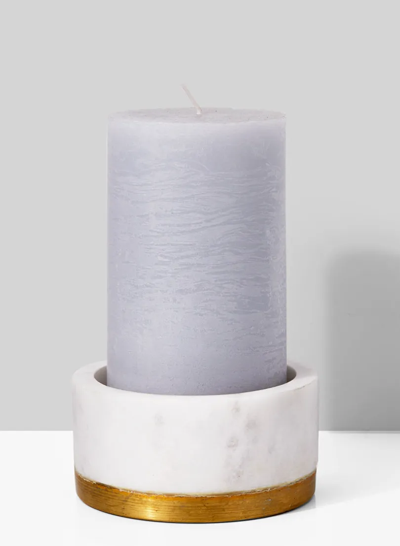 6in Tall Rustic Cement Grey Pillar Candle