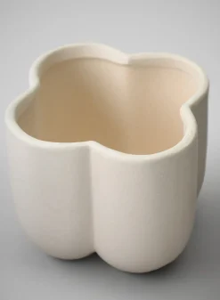 5in Tall Sand White Freya Ceramic Cachepot
