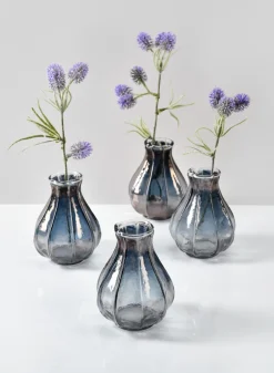 4in Tall Serendipity Bud Glass Vase, Set of 4