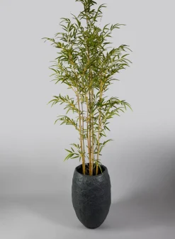 23in Tall Shirak Poly-Stone Rough Black Planter