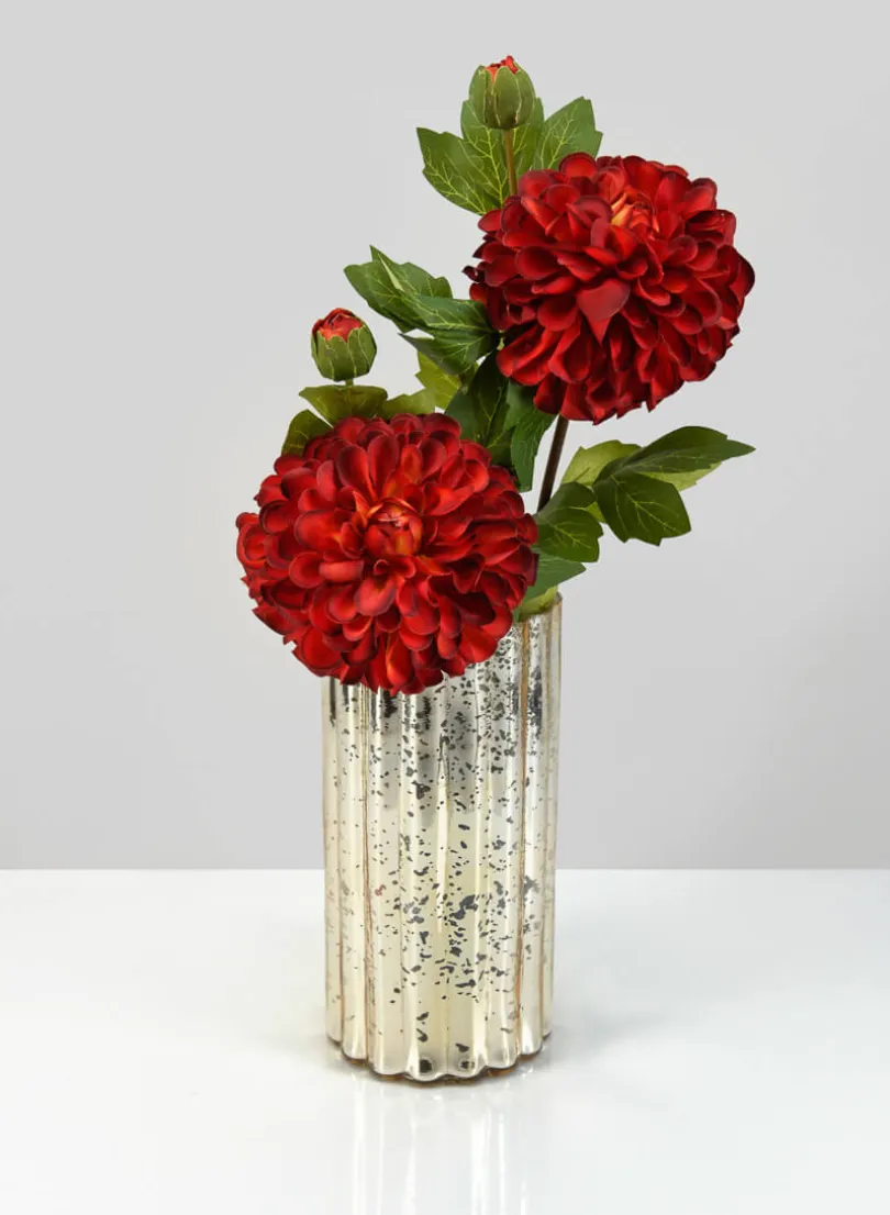 8in Tall Shirdi Old Gold Glass Vase, Medium