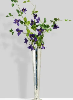 24in Tall Silver Mercury Glass Trumpet Vase