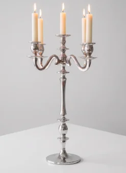 25.75in Tall Silver Metal Candelabra
