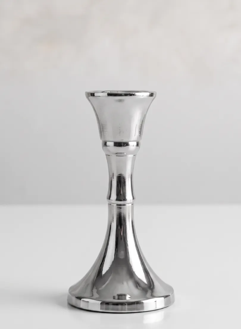 4.5in Tall Silver Metal Candlestick, Case of 6