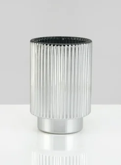5in Tall Silver Pleated Glass Votive Holder