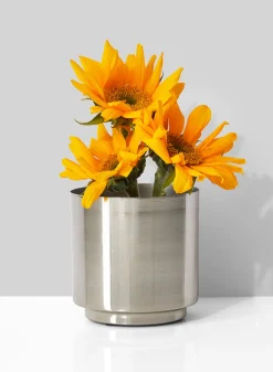 4in Tall Silver Steel Vase