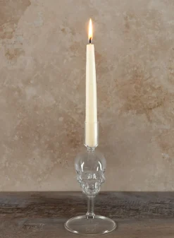 7.5in Tall Skull Glass Candle Stick