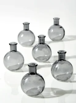 4in Tall Smoke Ball Glass Bud Vases, Set of 6