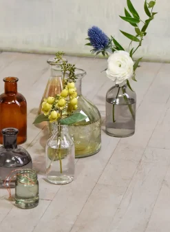 5.25in Tall Smoke Medicine Bottle Glass Bud Vase, Set of 6