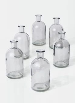 5.25in Tall Smoke Medicine Bottle Glass Bud Vase, Set of 6