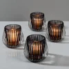 3in Tall Smoke Onion Optic Glass Candleholder, Set of 4