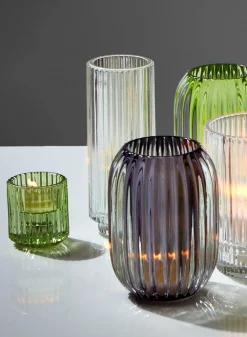 5in Tall Smoke Optical Glass Votive Holder
