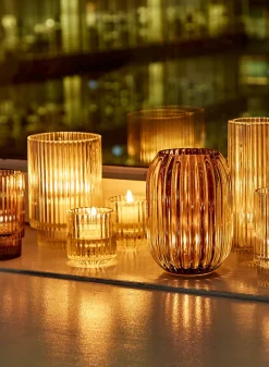 5in Tall Smoke Optical Glass Votive Holder