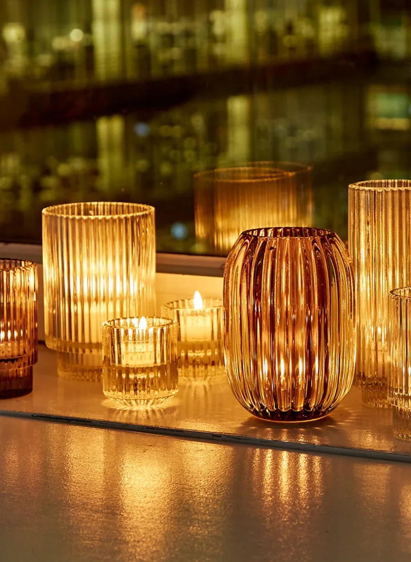 5in Tall Smoke Optical Glass Votive Holder
