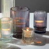 5in Tall Smoke Pleated Glass Votive Holder