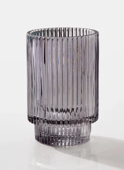 5in Tall Smoke Pleated Glass Votive Holder