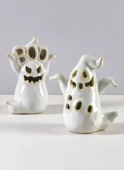 5.25in Tall Spooky Porcelain Mini Ghost With LED Light