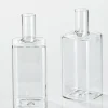 6in Tall Square Bottle Bud Glass Vase, Set of 2