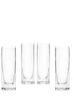 6in Tall Square Glass Vase, Set of 4