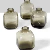 3in Tall Square Smoke Glass Bud Vase, Small, Set of 4