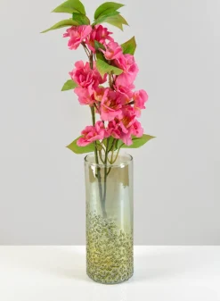 8in Tall Strasbourg Speckled Green Luster Glass Cylinder, Set of 4