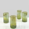 6in Tall Strasbourg Speckled Green Luster Glass Cylinder, Set of 4