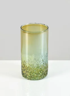 6in Tall Strasbourg Speckled Green Luster Glass Cylinder, Set of 4
