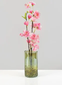 6in Tall Strasbourg Speckled Green Luster Glass Cylinder, Set of 4