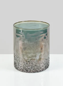 6in Tall Strasbourg Speckled Grey Luster Glass Cylinder