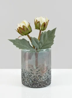 4in Tall Strasbourg Speckled Grey Luster Glass Cylinder, Set of 4