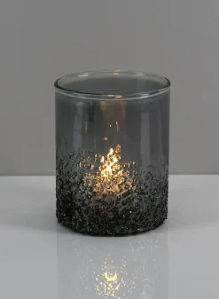 4in Tall Strasbourg Speckled Grey Luster Glass Cylinder, Set of 4