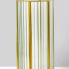 8.75in Tall Striped Glass Gold Hexagon Hurricane