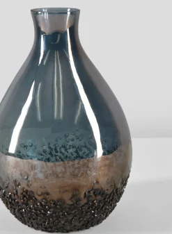 6in Tall Suenos Artisan Speckled Smoke Luster Glass Vase