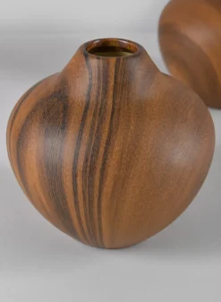 5in Tall Sumire Dark Walnut Look Ceramic Deco Vase, Set of 2