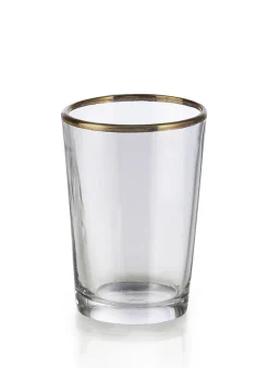 3.5in Tall Tapered Glass Votive Holder With Gold Rim