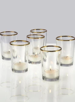 3.5in Tall Tapered Glass Votive Holder With Gold Rim