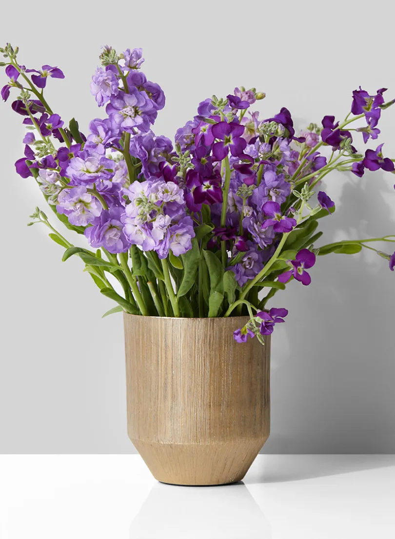 6in Tall Tapered Gold Aluminum Vase