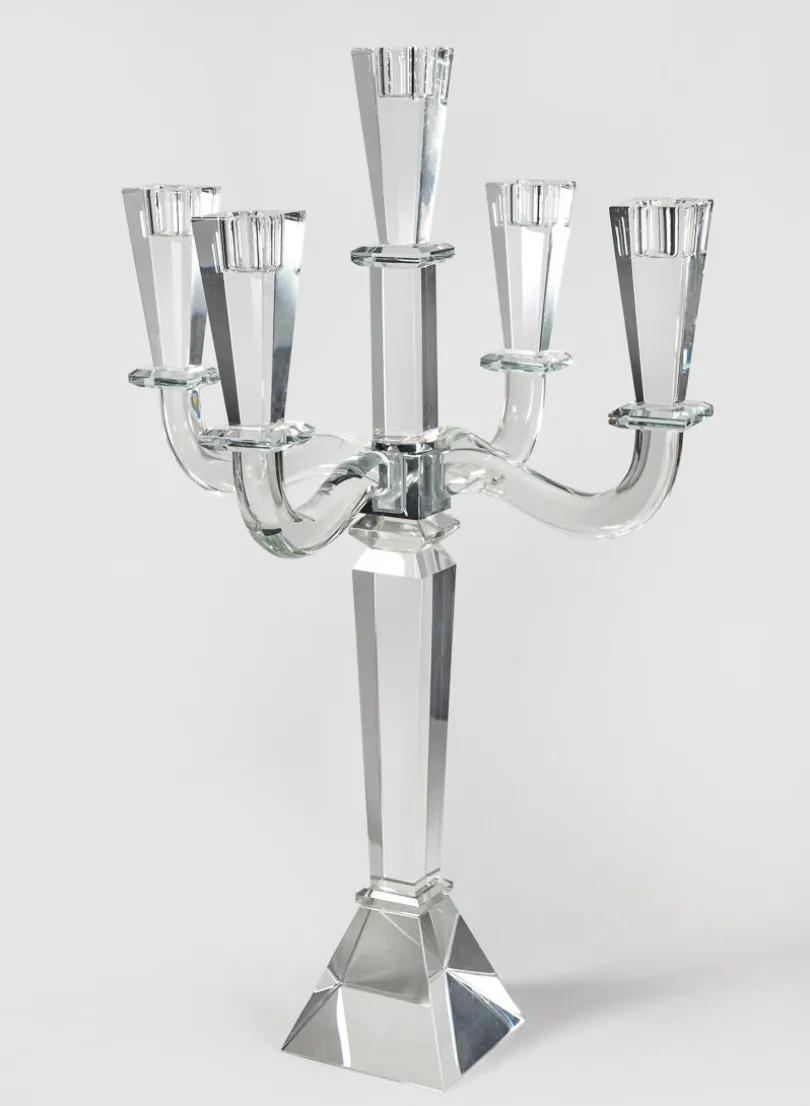 21in Tall Tapered Rectangle Crystal Candelabra