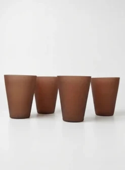 4in Tall Terracotta-Look Deep Brown Glass Vase, Set of 4