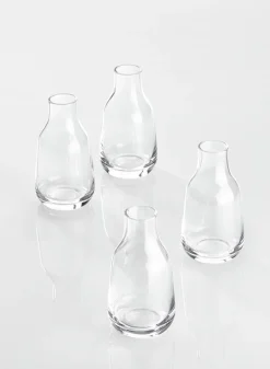 3.5in Tall Tiny Bottle Bud Glass Vase, Set of 4