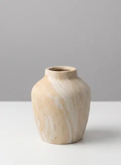 4in Tall Travertine Look Ceramic Mini Vase, Set of 4