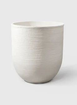 18 1/4in Tall Tulum Sand Fiber Round White Pot
