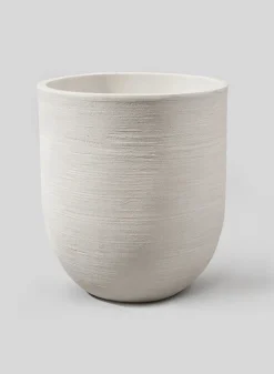 16in Tall Tulum Sand Fiber Round White Pot