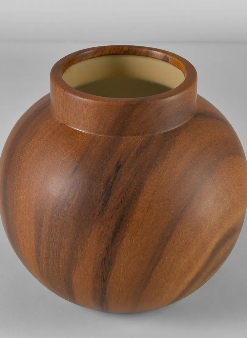 6in Tall Ume Dark Walnut Look Ceramic Vase