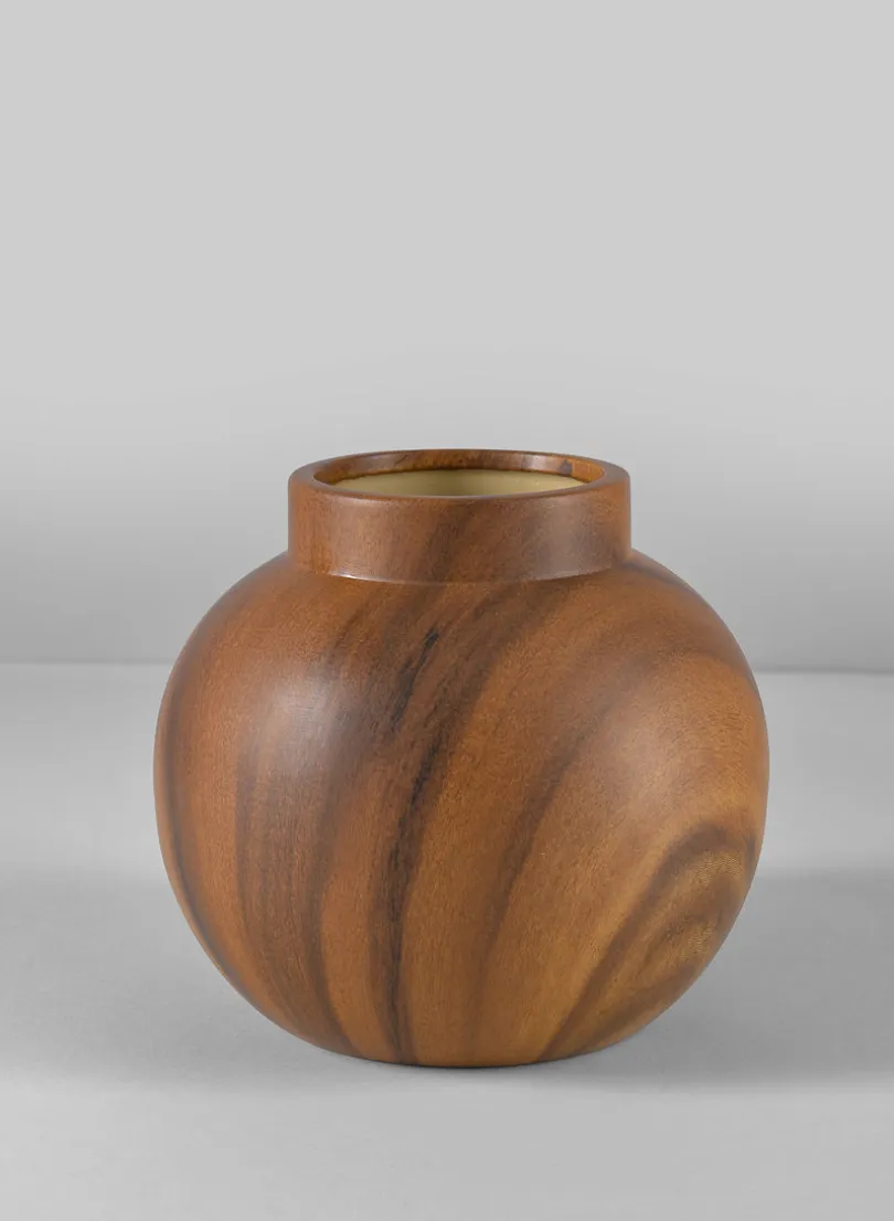 6in Tall Ume Dark Walnut Look Ceramic Vase