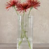 10in Tall Vendome Rounded Square Ribbed Glass Vase
