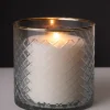 5.5in Tall Versailles Cut Work Gold Rim Glass Cylinder