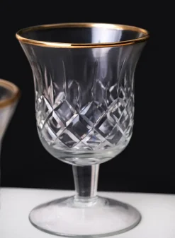 5.5in Tall Versailles Goblet Gold Rim Mini Glass Urn, Set of 4