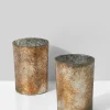 4in Tall Vintage Bronze & Silver Glass Votive
