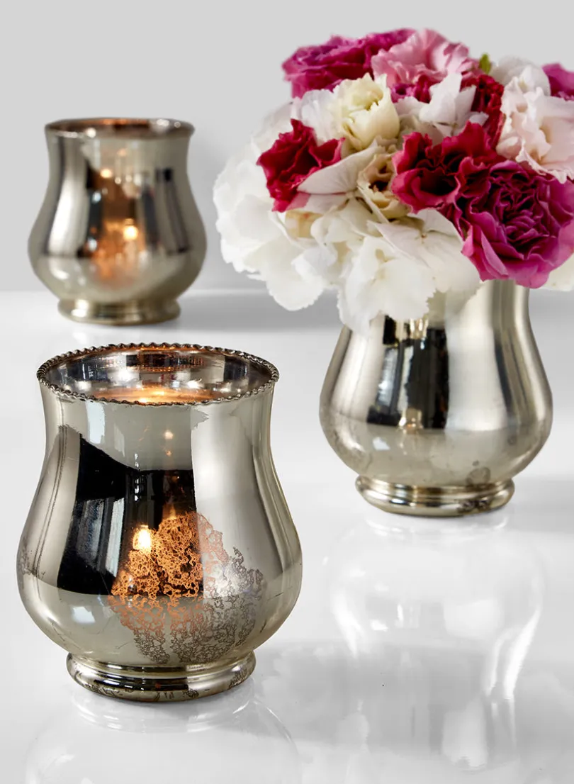 4.5in Tall Vintage Mercury Glass Hurricane